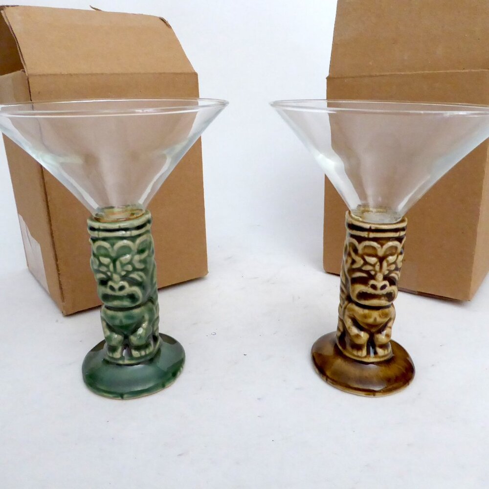 NEW IN BOX TIKI FARM TikiTini MARTINI HYBRID GLASS & CERAMIC TIKI GLASS SET